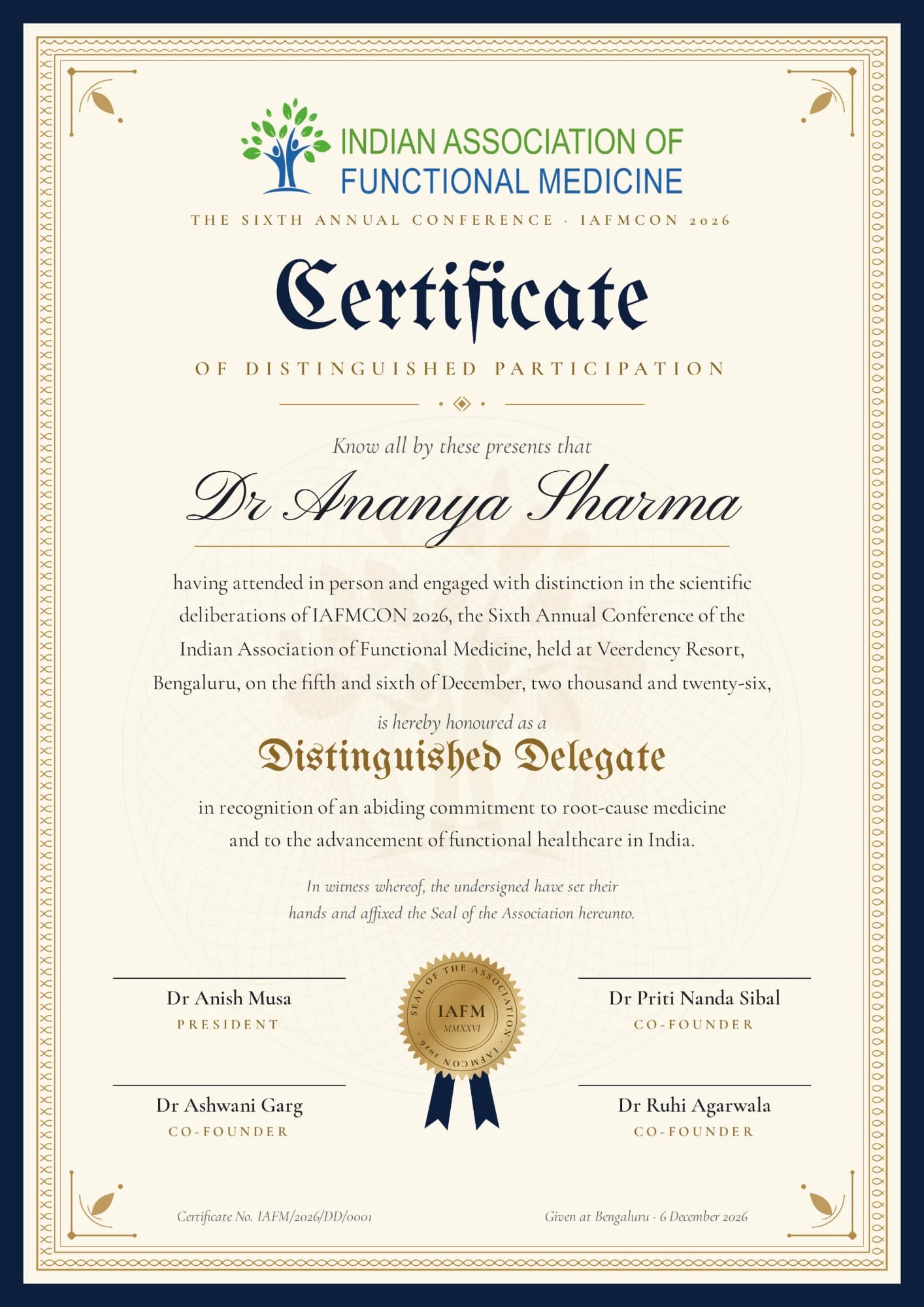 Sample Certificate of Distinguished Participation