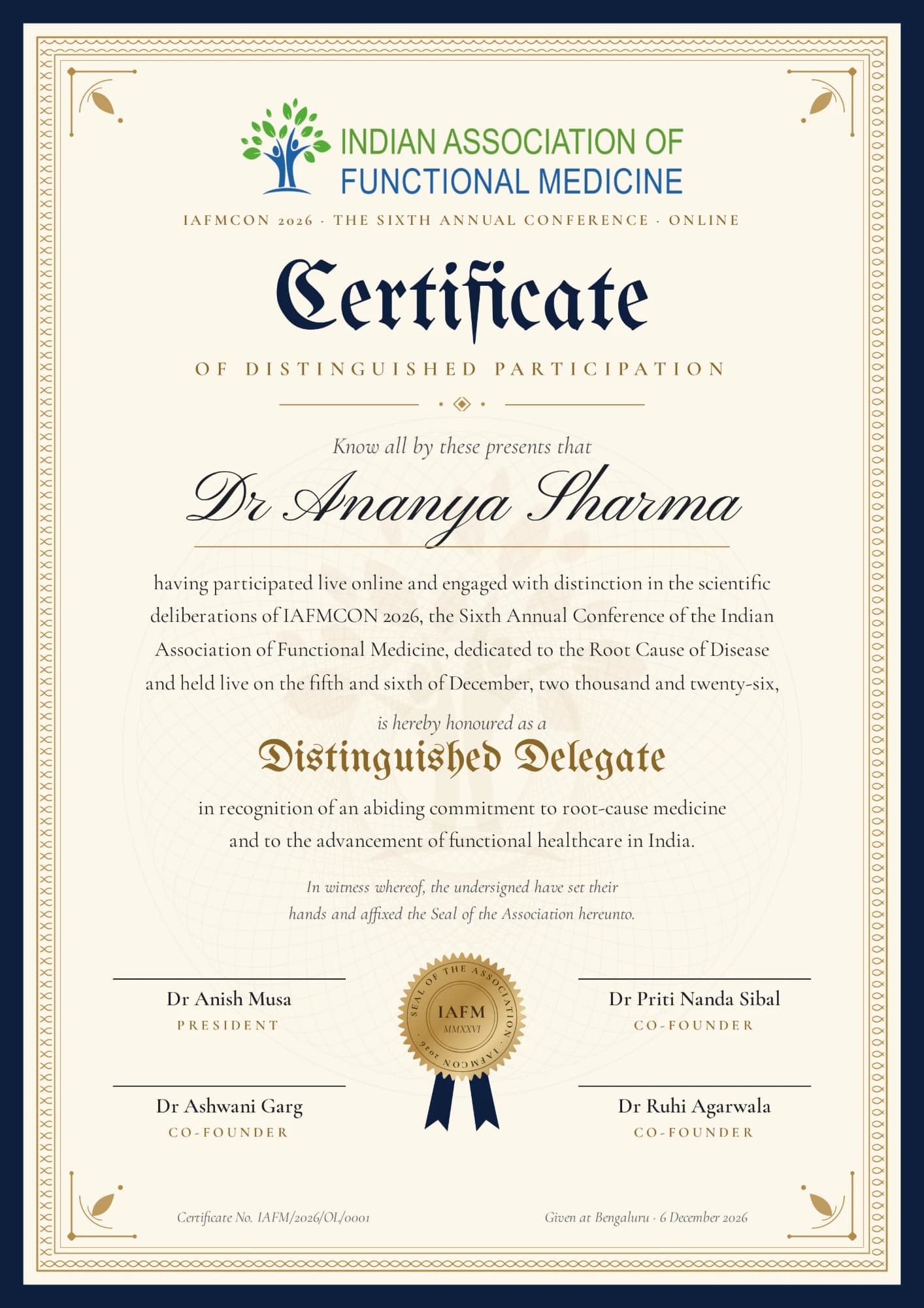 Sample Certificate of Distinguished Participation